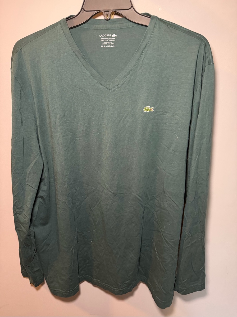 Lacoste Men’s V-Neck Long Sleeve Shirt - Green